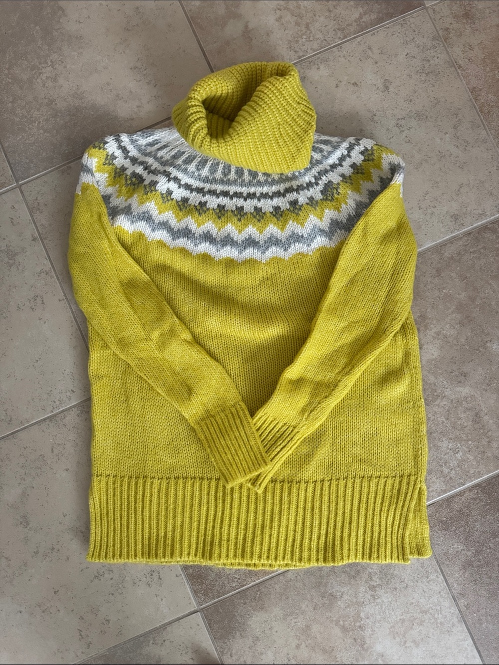 LOFT Yellow Turtleneck Fair Isle Pullover